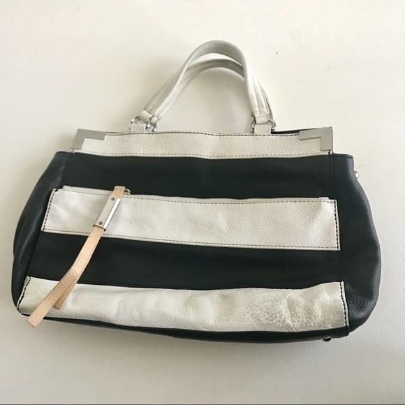 B Makowsky Marina B And W Stripes Satchel Bag